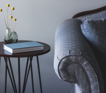 blue-gray sofa